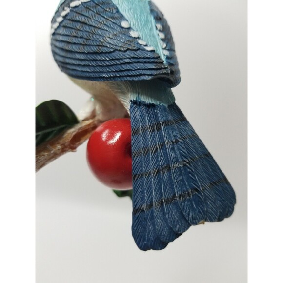 Winter Blue Jay Christmas Ornament Bird On Snowy Apple Branch 4" Wide - Picture 7 of 7